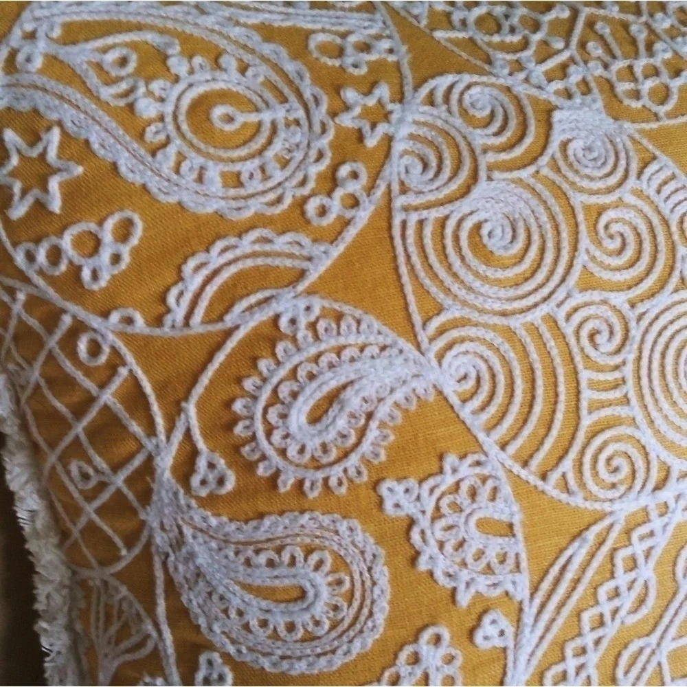 Easter accent pillow fringed embellished‎ yellow